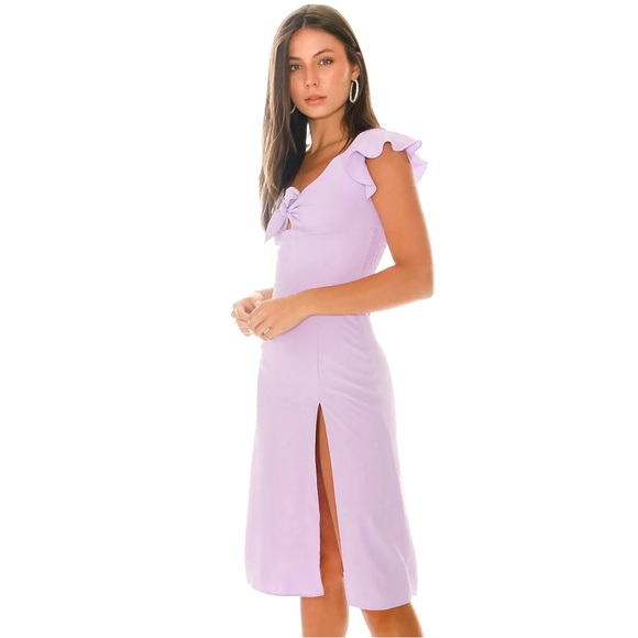 AMANDA UPRICHARD PURPLE RUFFLE SLEEVE MIDI DRESS - Picture 5 of 11